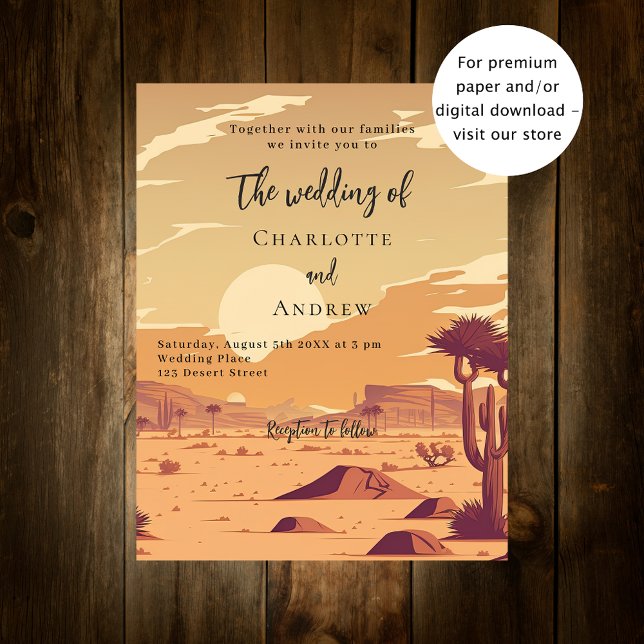 Desert landscape retro budget wedding invitation flyer (Creator Uploaded)