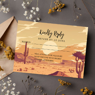 Desert landscape retro wedding response RSVP Card