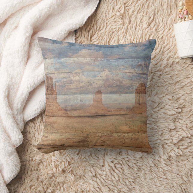 Desert Landscape Sandstone Buttes And Heavenly Sky Cushion (Blanket)