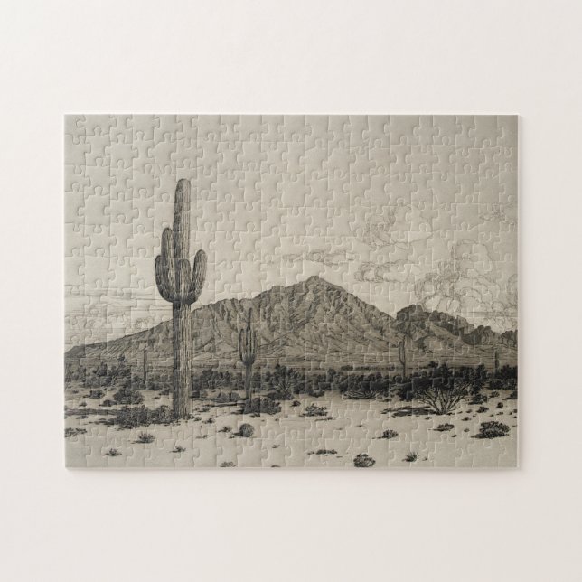 Desert Landscape With Cactus Scene Puzzle (Horizontal)