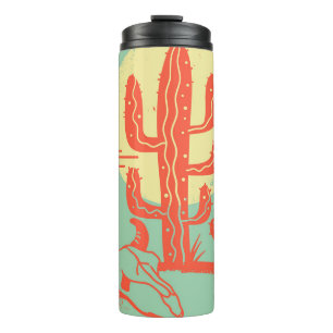 Desert landscape with Cactuses and cow skull. Vint Thermal Tumbler