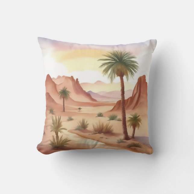 Desert Landscape with Date Palms Cushion (Front)