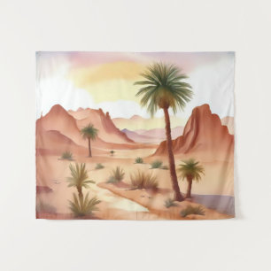 Desert Landscape with Date Palms Tapestry
