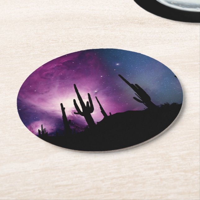 DESERT LIGHTS NEBULA ROUND PAPER COASTER (Angled)