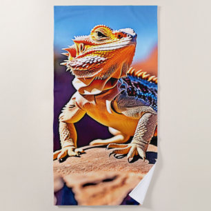 Desert Lizard Close-up Design Beach Towel