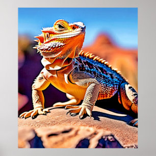 Desert Lizard Close-up Design Poster