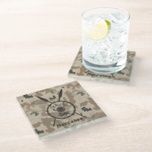 Desert Maccabee Shield And Spears Glass Coaster