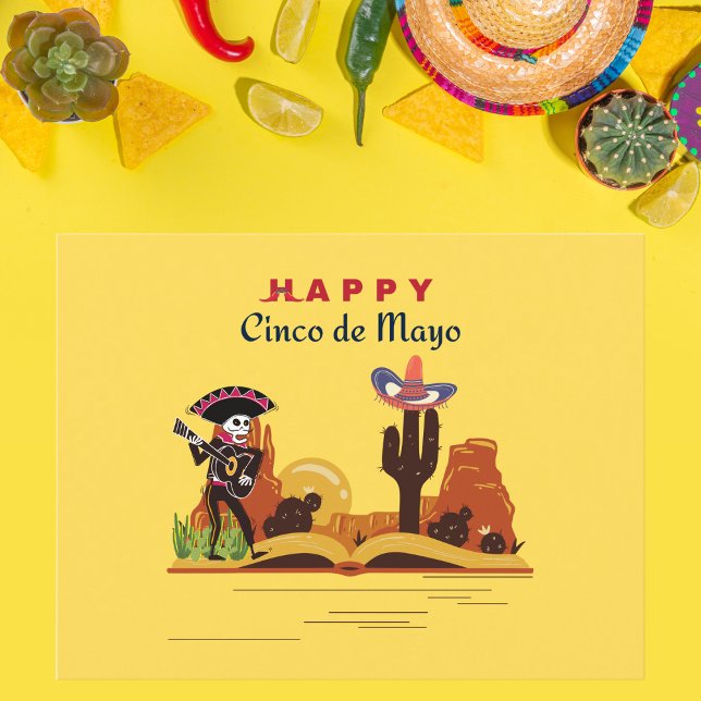 Desert Mariachi Skeleton Cinco de Mayo Postcard (Creator Uploaded)