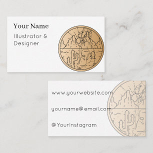 Desert Meditation - Surrealist Line Art Business Card