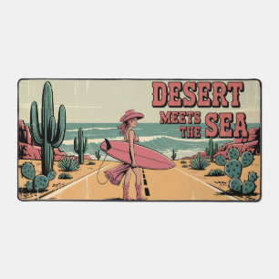 Desert Meets the Sea Desk Mat – Retro Surf Cowgirl