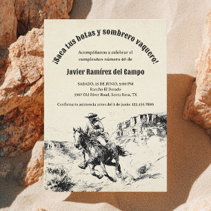 Desert Mexican Spanish Cowboy Birthday Party Invitation