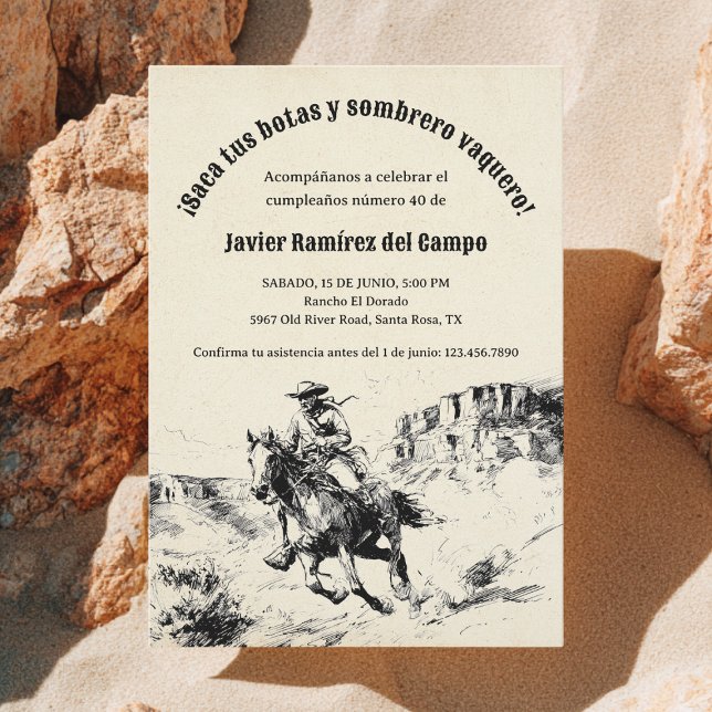 Desert Mexican Spanish Cowboy Birthday Party Invitation (Creator Uploaded)