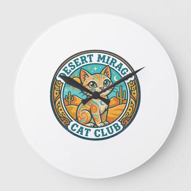 Desert Mirage Cat Cat Mum Gift Idea - Desert Mirag Large Clock (Front)