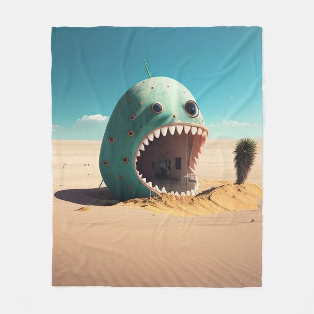 Desert monster house fleece blanket (Front)