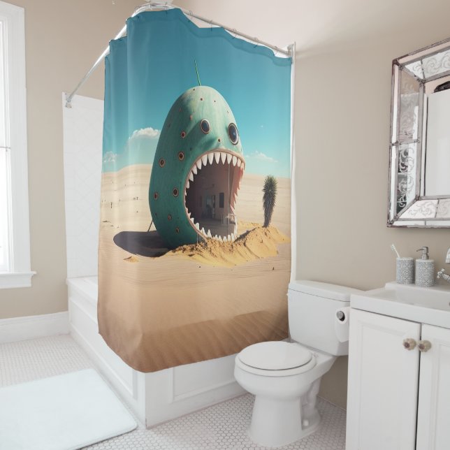 Desert monster house shower curtain (In Situ)