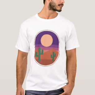 Desert Moon Retro Cactus Southwest Landscape T-Shirt