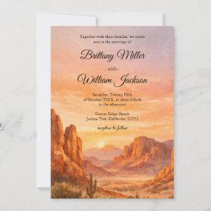 Desert Mountain Rustic Boho Southwest Wedding Invitation
