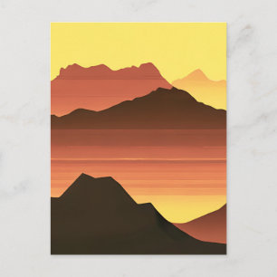 Desert Mountain Sunset Orange and Brown  Postcard