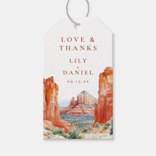 Desert Mountain Watercolor Wedding Thank You Gift Tags