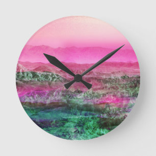 Desert Mountains Round Clock