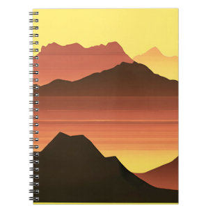 Desert Mountains Sunset Orange and Brown Notebook