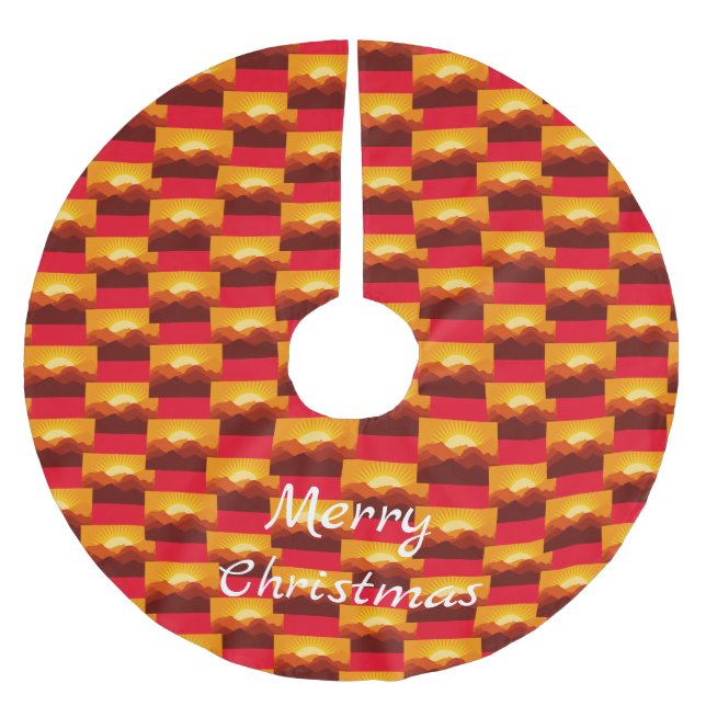 Desert Mountains Sunset Thunder_Cove Brushed Polyester Tree Skirt (Front)
