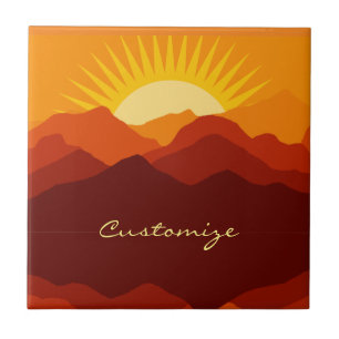 Desert Mountains Sunset Thunder_Cove Ceramic Tile