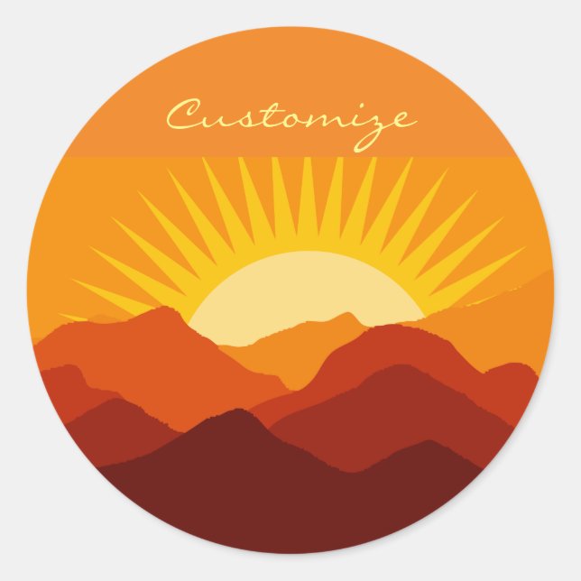 Desert Mountains Sunset Thunder_Cove Classic Round Sticker (Front)