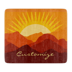 Desert Mountains Sunset Thunder_Cove Cutting Board
