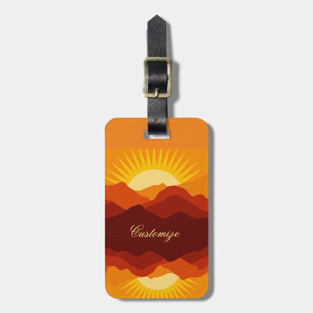 Desert Mountains Sunset Thunder_Cove Luggage Tag (Front Vertical)