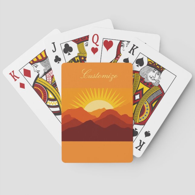 Desert Mountains Sunset Thunder_Cove Playing Cards (Back)