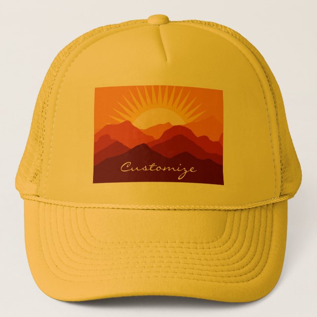 Desert Mountains Sunset Thunder_Cove Trucker Hat (Front)