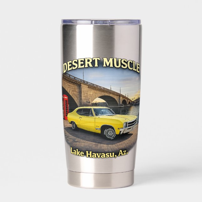 Desert Muscle Retro Car Design Insulated Tumbler (Back)