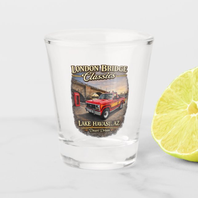 Desert Muscle Retro Car Design Shot Glass (Front)