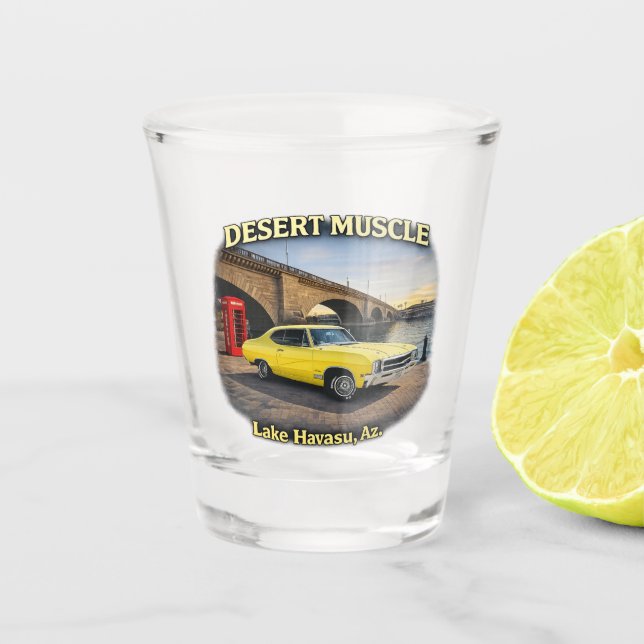Desert Muscle Retro Car Design Shot Glass (Front)