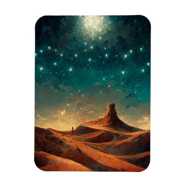 Desert Night Fantasy Landscape Sci-Fi Magnet (Vertical)