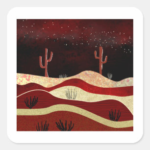 Desert Night Square Sticker