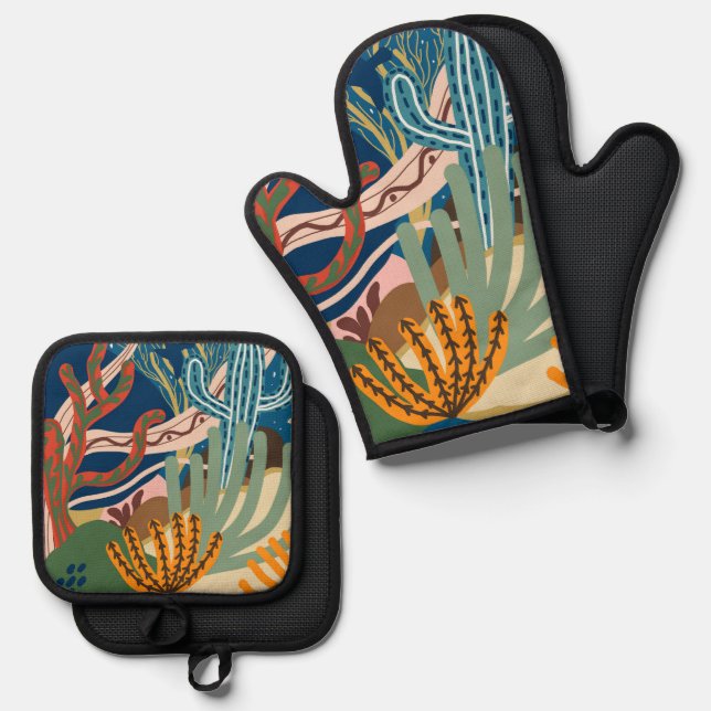 Desert Nights Oven Mitt & Pot Holder Set (Front/Back)