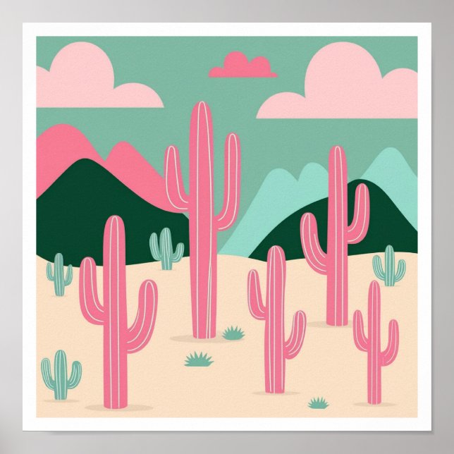 Desert Oasis: A Colourful Cactus Dream Poster (Front)