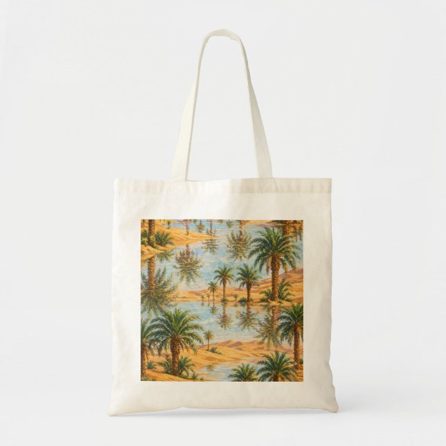 Desert Oasis Mirage Palm Tree Tote Bag (Front)