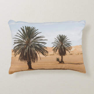 Desert Oasis: Sahara Palms Landscape. Decorative Cushion
