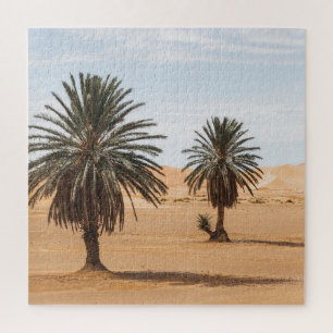 Desert Oasis: Sahara Palms Landscape. Jigsaw Puzzle