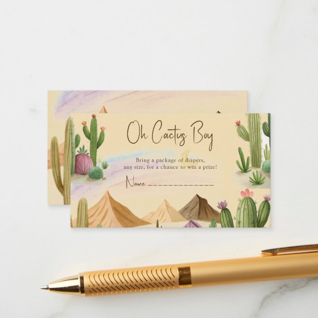 Desert Oh Cactus Boy Boho Arch Baby Shower Enclosure Card (Front/Back In Situ)