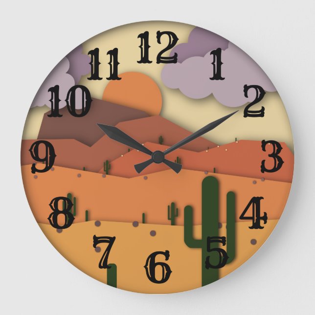 Desert Old West Cactus Acrylic Wall Clock (Front)