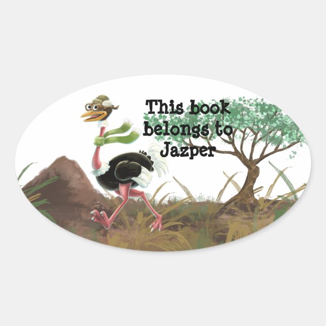 Desert Ostrich Runner Oval Sticker (Front)