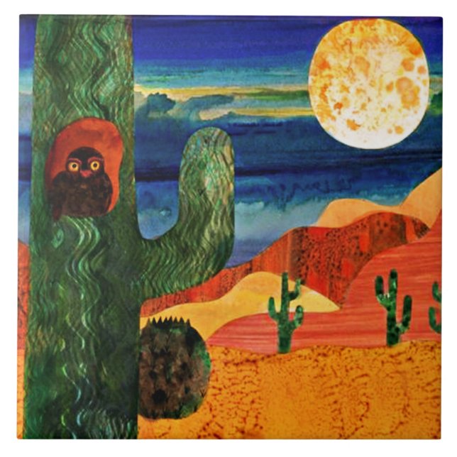Desert Owl  Ceramic Tile (Front)