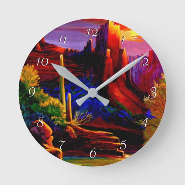 Desert Painted by Sunset Round Clock (Front)