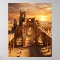 Desert Palace Ruins at Sunset