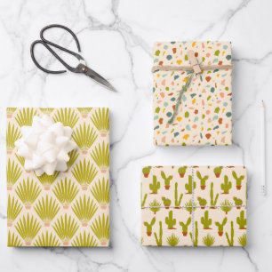Desert Palm Botanicals, Cacti and Terrazzo - Cream Wrapping Paper Sheet