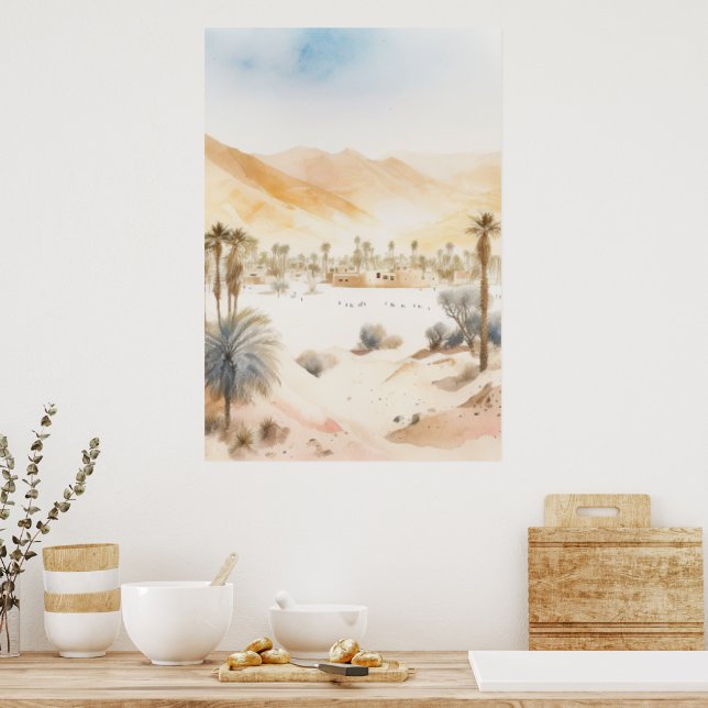 Desert palms in sunset poster (Kitchen)